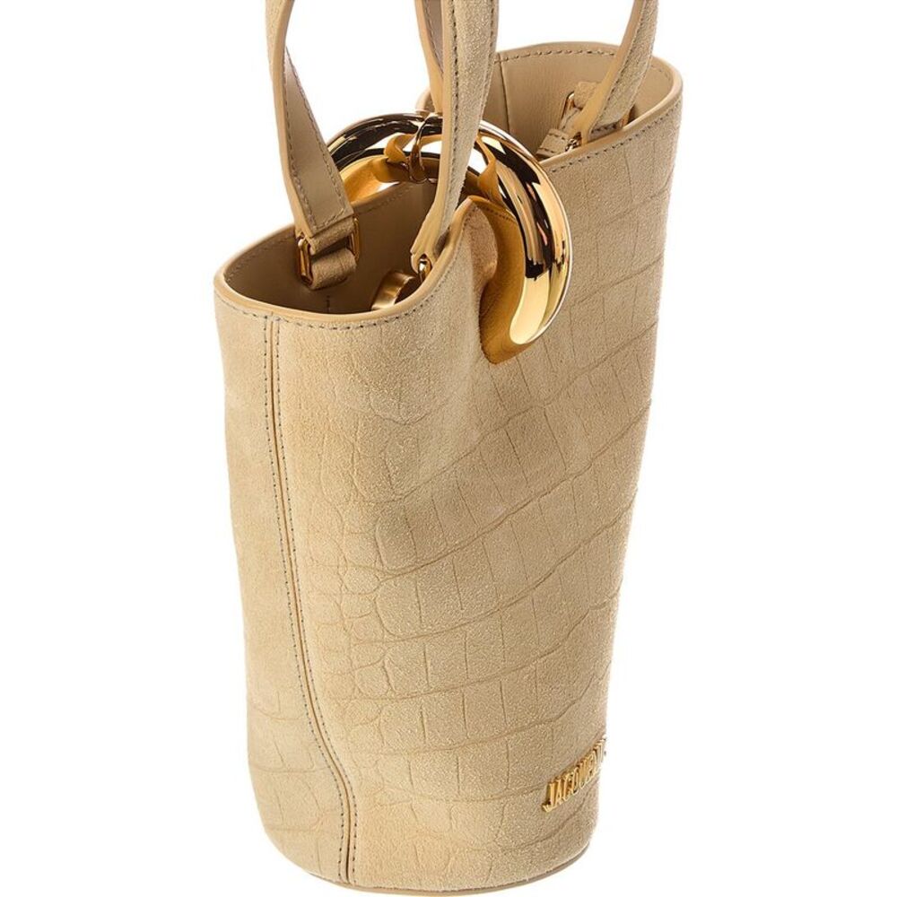 Jacquemus Logo Suede Bucket Bag, Beige - Picture 3 of 5